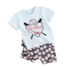 Ensembles de vêtements Wankitoi Enfant Bébé Garçon Baseball Tenue À Manches Courtes Lettre Imprimer T-shirt Tee Tops Jogger Shorts 2pcs Vêtements D'été