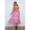 Abiti casual Stile delicato Francese Unico 2024 Sweet Love Mesh Dress Abito vaporoso Abito lungo a vita alta trasparente