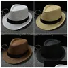 Party Hats Fashion Elegant Solid Felt Fedora Hat Band Wide Flat Brim Jazz Stylish Trilby Caps Knight 300Pcs T1I1932 Drop Delivery Home Dhjv3