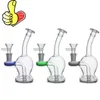 Groothandel Mini waterpijp goedkope portable kleurrijke glazen water dab rig bong pijp met 14mm mannelijke tabak droge kruiden rookkom