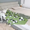 Filtar fashionabla grön söt panda stickad filt soffa fritid dekoration draperi luftkonditionering