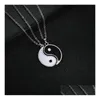 Pendant Necklaces Yin Yang Necklace Matching 2 Pieces Stainless Steel Puzzle Piece Birthday Jewlery Gifts For Couple Or Friends Drop D Dh7Ss