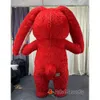 Costumi mascotte 2m / 2.6m Costume adulto da coniglio rosso per intrattenimenti pasquali Vestito completo da mascotte coniglietto in pelliccia per tutto il corpo Divertente abito animale calpestabile