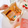 Söta körsbärslunchpåsar för kvinnor tjej barn kawaii canvas bärbar låda tygväska bento påse kontorsskola mat lagring 240312