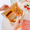 Cute Cherry Lunch Bags For Women Girl Kids Kawaii Canvas Portable Box Tote Bag Bento Pouch Office School Food Storage 240312