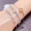 Bracelets à maillons 10 pièces, chaîne luxueuse en alliage de cuivre et de cuivre pour femmes coréennes élégantes simplicité rayonnante cristal ornement à la main bijoux