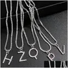 Pendant Necklaces Mtilayer Butterfly Necklace Women Sier Color 26 Initials Letters Crystal Chain Collar Jewelry Drop Delivery Pendants Dhosh