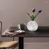 Jarrones Estilo nórdico Máscara facial moderna Florero de cerámica Decoración del hogar Cabeza Mate Mesa Flor para boda Prop M76