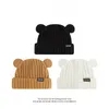 겨울 따뜻함, 귀 보호, 얼굴 디스플레이, 작은 성인 한국어 버전 다목적 풀오버 니트 모자를위한 귀여운 작은 곰 두꺼운 선