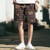 Männer Shorts 2024 Sommer Dünne Floral Spitze-up Retro Ethnischen Stil Baumwolle Leinen Lose Gedruckt Strand