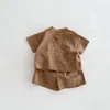 Ensembles de vêtements d'été pour bébés garçons, costume en pur coton pour enfants, chemises et Shorts à manches courtes, tenue 2 pièces