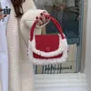 Shoulder Bags Korean Small Plush Women's Crossbody 2024 Winter Brand Fashion Cute Fluffy Fur Female Messenger Ladies Tote Bag