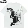 الرجال tshirt streetwear اليابانية harajuku cartoon angel wings t-shirt summer hiphop tirt tops tops tee cotton y2k 240320