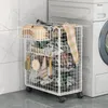 Laundry Bags Grid Baskets With Wheels Movable Ins Nordic Iron Home Toy Yoga Mat Large Capacity Crevice Rganization Household