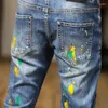 Herenjeans High Street Fashion Heren Retro Blauw Stretch Elastisch Skinny Fit Ripped Painted Designer Hip Hop Denim Broek Hombre