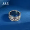 Tiktok même S925 argent sterling cnc engrenage Full Drill Rotation Ring Ling Ring Mécanique Rotation