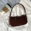 Tas stevige kleur meisjes stokbrood tas handtassen Frans design dames retro oksel krokodil patroon pu lederen dames schoudertassen