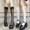 Women Socks 1/3pairs JK Woman Cute Black White Lolita Long Summer Thin Knee High Cosplay Sexy Nylon Transparent Stockings