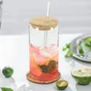 Wine Glasses Bamboo Lid Drink Cup Drinking Clear Tumblers With And Straw Bulk Coffee Ice Transparent Lids Straws Travel Cups