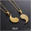 Pendentif Colliers Yin Yang Collier correspondant 2 pièces en acier inoxydable pièce de puzzle cadeaux d'anniversaire bijoux pour couple ou amis Drop D Dh7Ss