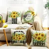 Cuscino stampato girasole Fodera per divano Decorativo per la casa Fiori Stampa Federa Foglie di piante 45x45 cm