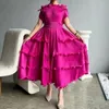 Casual Kleider Miyake Plissee Frauen Luxus Abend Party Kleid Einfarbig Rüschen Design Spleißen Elegante Prom Lose Plus Größe