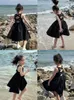 Flickans klänningar 2023 Korean Style Girl Beach Black Dress Girl Casual Dress 1-6 år gamla barn 24323