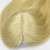 Toppers 10A European Virgin Long Human Hair Topper 15X15CM Skin Base #613 Blonde Women Topper Wigs Fine Hairpiece Toupee with 4 Clip Ins