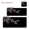 Tapis de souris Art japonais Sakura, noir, rose, configuration, accessoires de joueur, tapis de bureau, tapis de souris, société de jeu, 90x40 XL