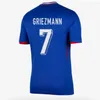 2024 프렌치 홈 어웨이 프란케이즈 MBAPPE 축구 유니폼 키트 키트 프란치아 그리스만 살리바 giroud 카마 빙하 Maillot de Foot 남자 여자 팬 enfant 플레이어 축구 셔츠