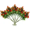 装飾的な花5 PCSホーム装飾シミュレートされたイチゴの花瓶詰め装飾フェイクブランチプラスチック製の偽の果物の茎レッドフルーツブランチ