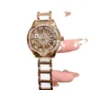 Наручные часы Часы с подсолнухом Для женщин Нишевые легкие Роскошные Жен. Механические Модные Инкрустация бриллиантами