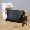 New Mens Woven Handbag Large Capacity Soft Leather Envelope Bag Trend Business Live Broadcast