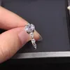 Anelli a grappolo Anello di fidanzamento con diamante a taglio ovale da 1 ct per le donne Gioielli da sposa in platino massiccio 950 R152