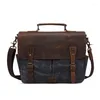 Rugzak Vintage canvas gesplitste tas van echt leer Enkele schouder Messenger Casual Pography Waterdichte voering Camera mannelijk