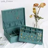 Jewelry Boxes Double-layer Velvet Jewelry Box European Necklace Storage Holder Large Space Ring Casket Birtay Gift L240323