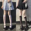 Women Socks 1/3pairs JK Woman Cute Black White Lolita Long Summer Thin Knee High Cosplay Sexy Nylon Transparent Stockings