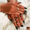 Band Rings Luxury Shiny Square Crystal Stone Gold For Women Men Charms Star Cross Geometric Alloy Boho Jewelry Drop Delivery Ring Dh9Iu