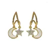 Boucles d'oreilles pendantes 1 paire, tendance, Design Unique, élégant, délicat, coquille en Zircon, étoile, lune, bijoux pour femmes, cadeau de fête Premium
