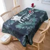 Table Cloth Plant Leaves Pink Flamingo Print Tablecloth Waterproof Kitchen Accessories Country Outdoor Picnic Mat Wedding Party