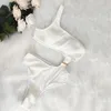 2024 Neue Solid Color One Schulter ein Stück Badeanzug sexy Womens Bikini