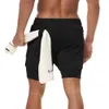 Pantaloni da spiaggia larghi casual sportivi da corsa estivi da uomo, tasche multiple, pantaloncini fitness di grandi dimensioni a doppio strato, da uomo