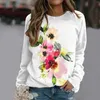 Women's Hoodies Women Printing Sweatshirt Top Long Sleeved Casual Blouse Temperament Pullover Quarter Zip