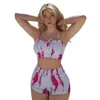 Traje de baño para mujer Mujeres Sexy Traje de baño dividido Conjunto de ropa de playa elegante con sujetador con cordón Troncos de natación de cintura alta Bikini de 2 piezas para el verano