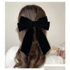Acessórios de cabelo Meninas Preto Vermelho Grande Veet Bow para Mulheres Vintage Casamento Longo Fita Coreana Pin Barrette Moda Drop Delivery Baby K Dhhyz