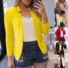 Ternos femininos de alta qualidade, casaco macio, frente aberta, blazer, poliéster, leve, adequado para a pele.