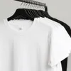 Pure Cotton Solid Color Short Sleeved T-shirt for Men and Women White Body with Black Top Underneath Mens Half Khk9