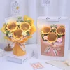 Decorative Flowers Sunflowers Crochet Teacher's Day Gift Artificial With Gifts Bag Knitting Bouquet Mother's Wedding Decor