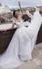 Beach Short Wedding Dresses With Detachable Skirt 3/4 Long Sleeve Lace Bridal Gowns Boho Wedding Dress Vestidos De Novia