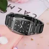 Wwoor Women S Bracelet Watches Fashion Dress Diamond Ladies Wast Watch Business Full Black for Montre Femme 240318